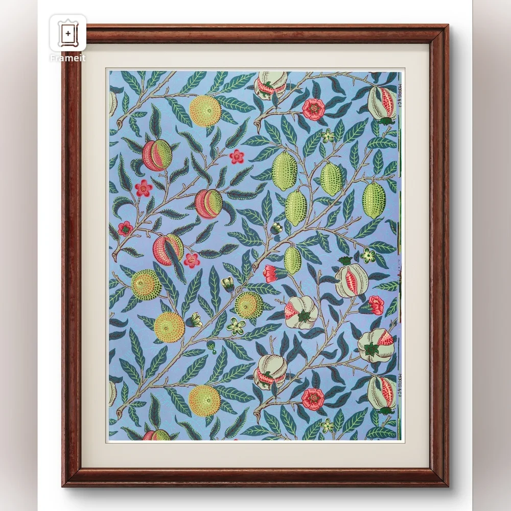 William Morris (1834-1896)'s Fruit or Pomegranate. Famous wallpaper, Art Print